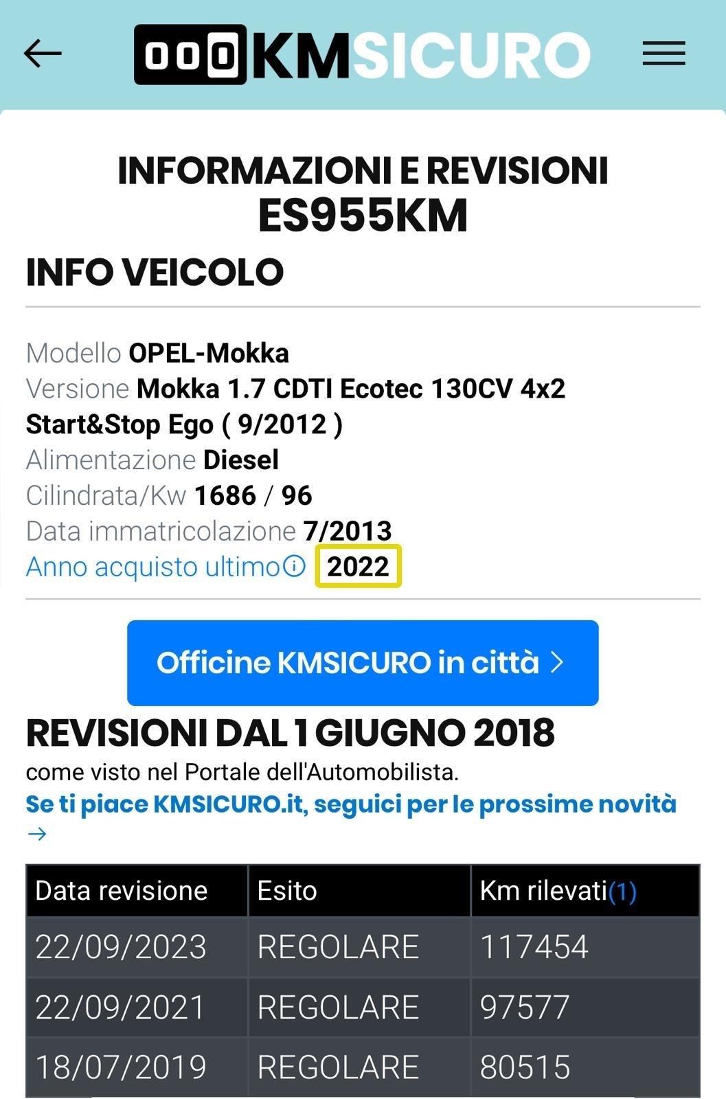 Opel Mokka 1.7 CDTI 130CV 4x2 Cosmo 120.000 KM