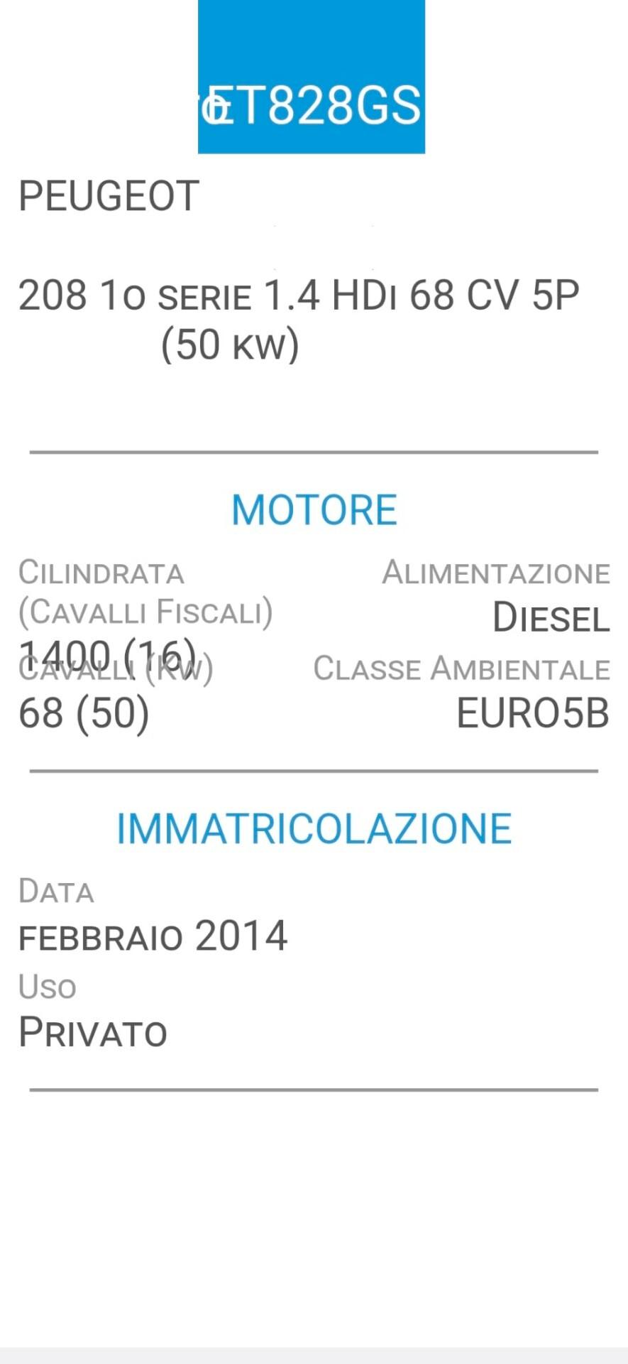 Peugeot 208 1.4 HDI-CINTA DISTRIBUZ. E TAGLIANDO