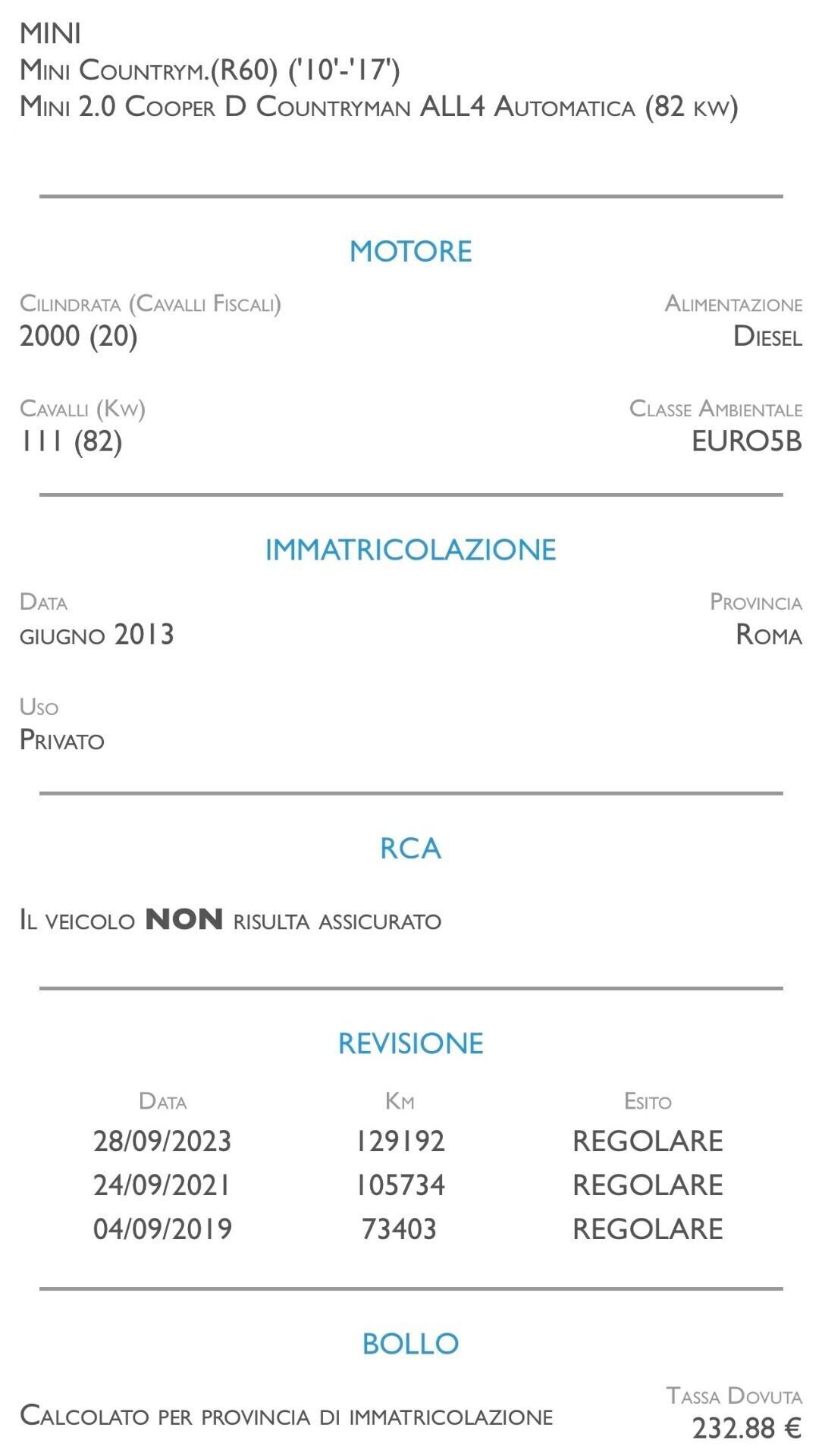 Mini Cooper Countryman 2.0 D ALL4 Automatica - UNICO PROPRIETARIO
