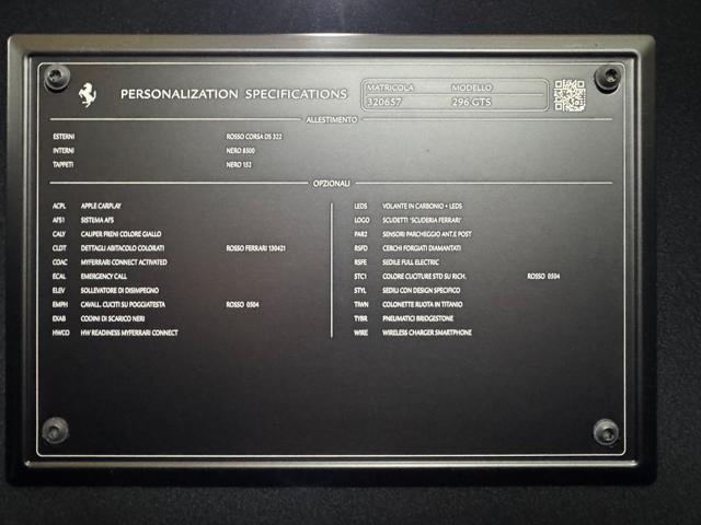 FERRARI 296 GTS GTS / IVA ESPOSTA / LIFT / VOLANTE CARBONIO