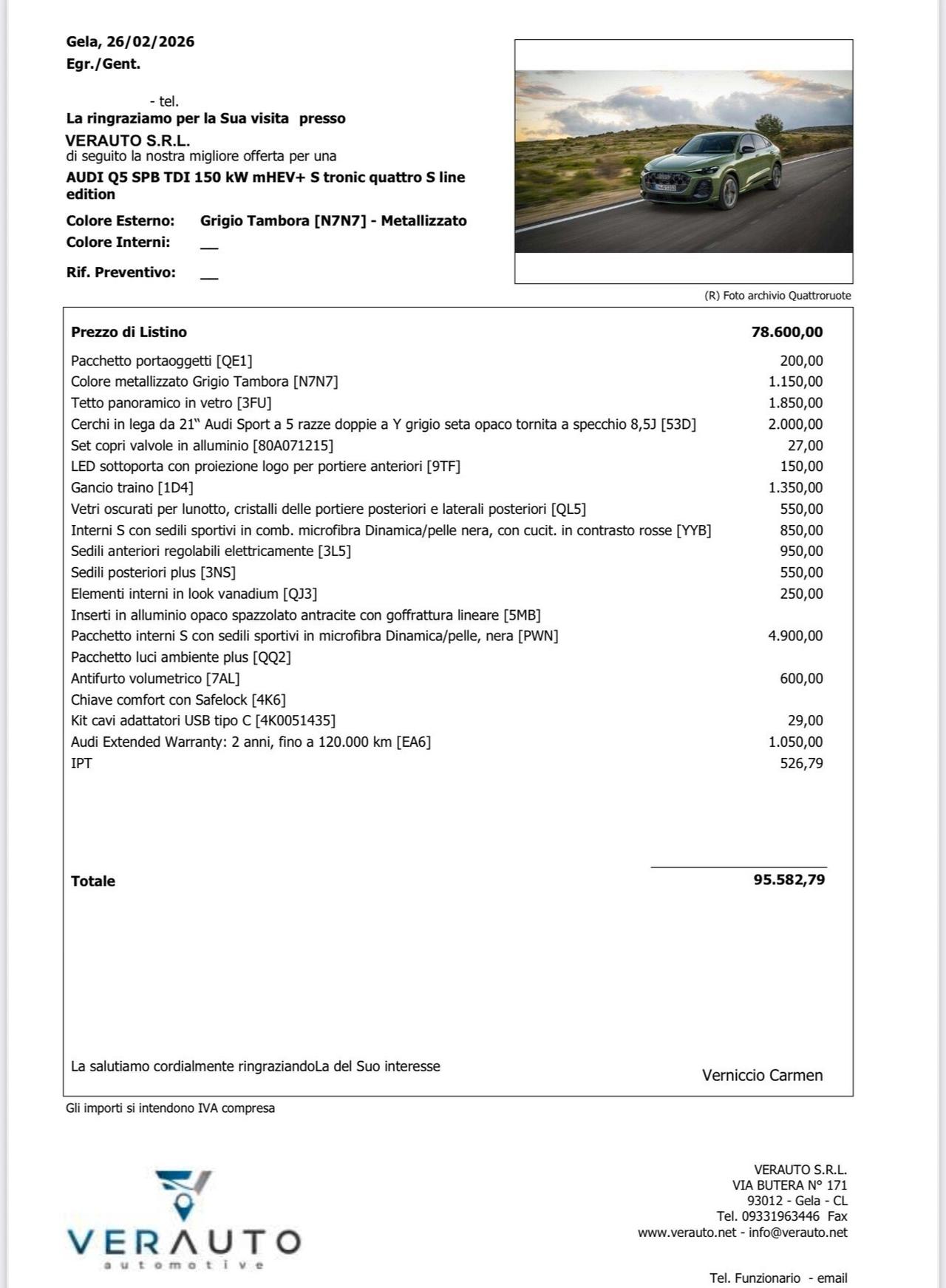 Audi Q5 SPB TDI 150 kW mHEV+ S tronic quattro line edition possibilità noleggio no scoring