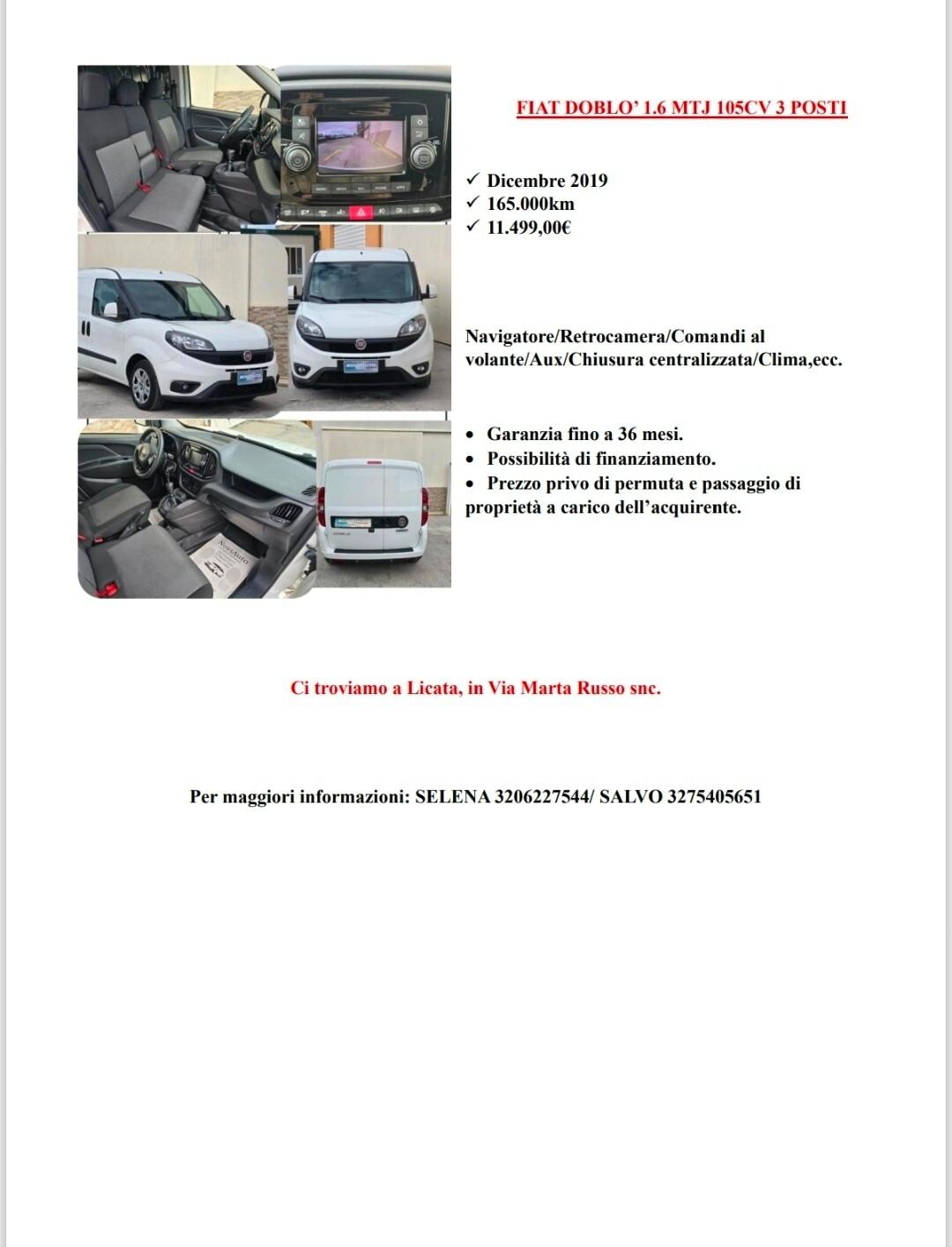 Fiat Doblò 1.6 MTJ 105CV 3POSTI