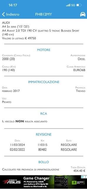 Audi A4 Avant 2.0 TDI 190 CV ultra S tronic Business Sport