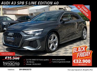 Audi A3 SPB S line edition 2.0 TDI 200CV s-tronic quattro