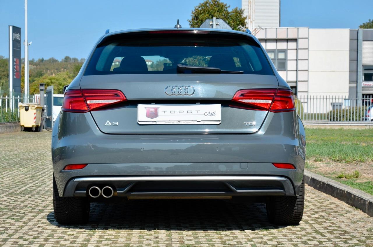 AUDI A3 SPORTBACK 2.0 TDI SPORT 150cv S-TRONIC, EURO 6D, HI-FI PREMIUM, FULL LED, NAVI, APPLE ANDROID, PERMUTE