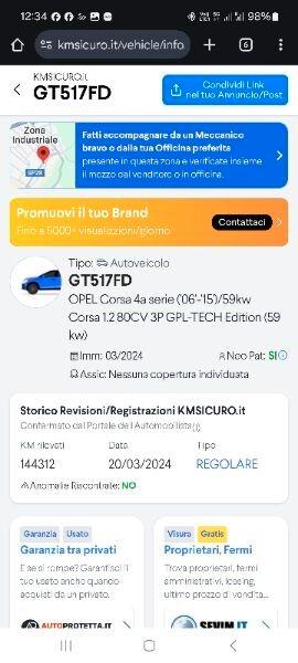 Opel Corsa 1.2 80CV 3 porte GPL-TECH Edition gomme nuove e frizione