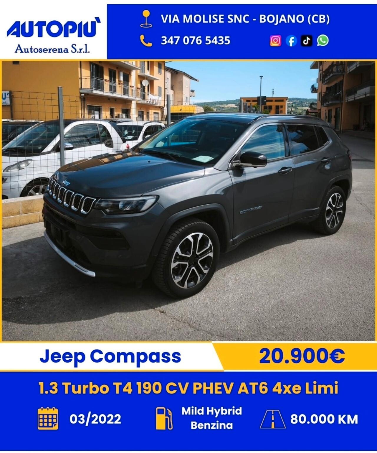 Jeep Compass 1.3 Turbo T4 190 CV PHEV AT6 4xe Limited